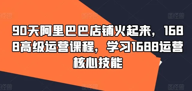 90天阿里巴巴店铺火起来，1688高级运营课程，学习1688运营核心技能-续财库