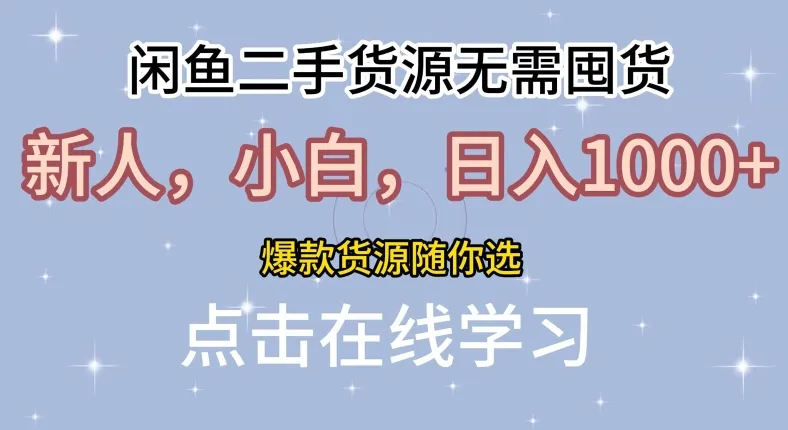 闲鱼二手货源无需国货，新人，小白，日入1k，爆款货源随你选-续财库