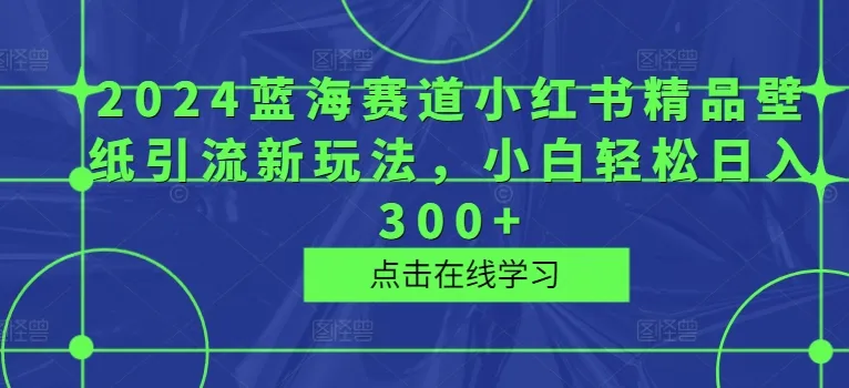 2024蓝海赛道小红书精品壁纸引流新玩法，小白轻松日入300+-续财库