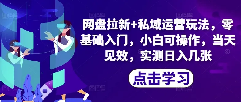网盘拉新+私域运营玩法,零基础入门,小白可操作,当天见效-续财库