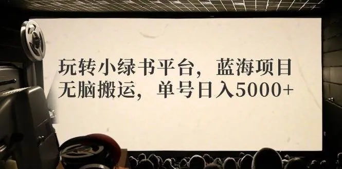 玩转小绿书平台，蓝海项目，无脑搬运，单号日入5000+-续财库