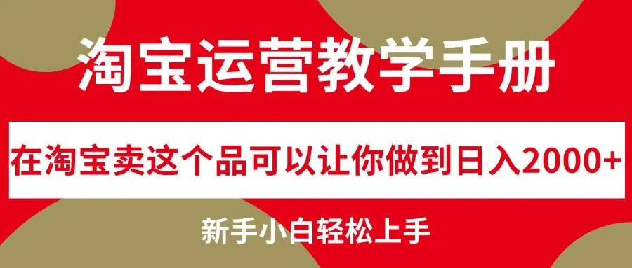 淘宝运营教学手册，在淘宝卖这个品可以让你做到日入2000+，新手小白轻...-续财库