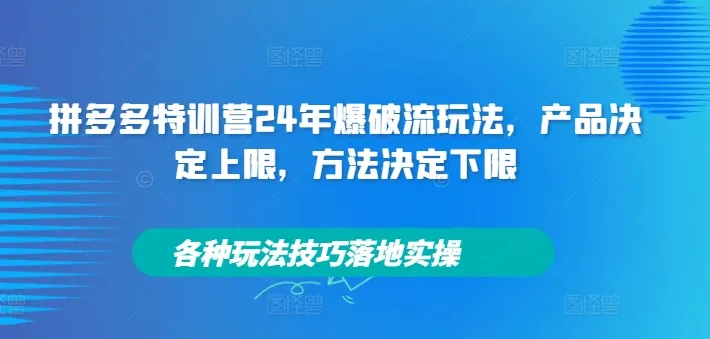 拼多多特训营24年爆破流玩法，产品决定上限，方法决定下限，各种玩法技巧落地实操-续财库