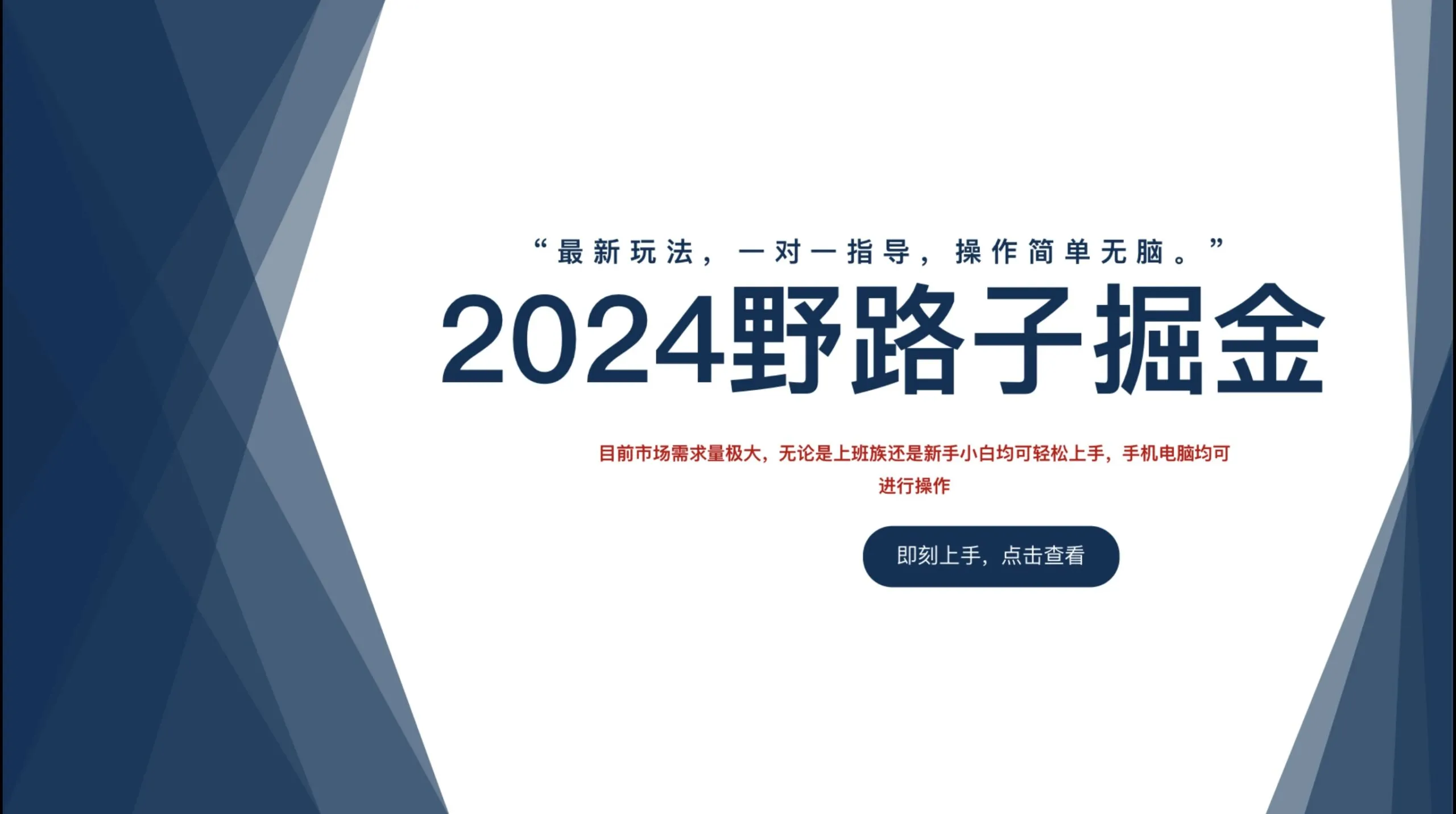 2024野路子掘金,最新玩 法, 一对一指导,操作简单无脑。-续财库