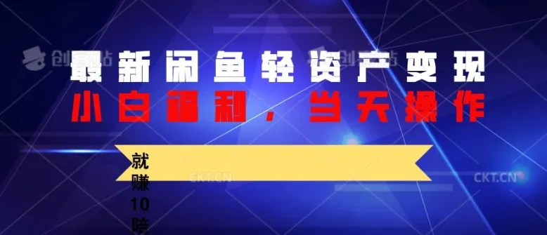 最新闲鱼轻资产变现，纯小白福利，当天操作，就赚10陪以上差价-续财库