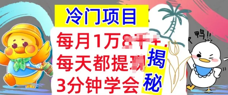 冷门项目，这个方法一定要学会，内部教程，每月1w(揭秘)-续财库