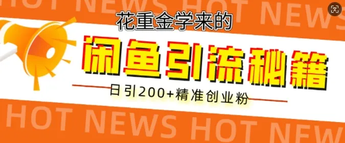 花重金学来的闲鱼到流秘籍,日引200+精准创业粉-续财库