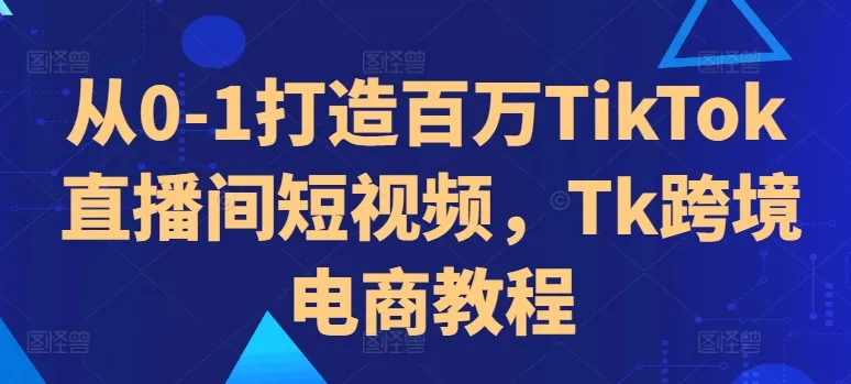 从0-1打造百万TikTok直播间短视频，Tk跨境电商教程-续财库