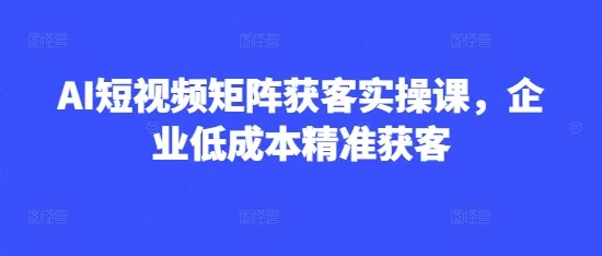 AI短视频矩阵获客实操课，企业低成本精准获客-续财库