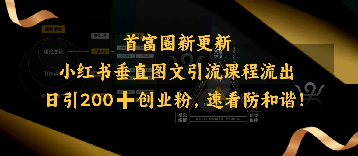 小红书垂直图文引流课程流出，日引200+创业粉，速看防和谐-续财库