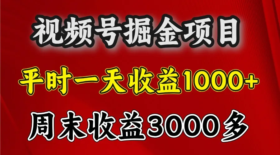 一天收益1000+ 视频号掘金，周末收益会更高些-续财库