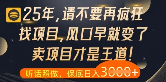 什么?25年你还在疯狂找项目做,醒醒吧,看完这些你全都懂了【揭秘】-续财库