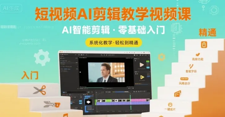 短视频AI剪辑教学视频课，入门到精通-续财库