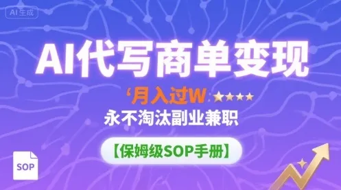 AI代写商单变现，月入过W，永不淘汰副业兼职【保姆级SOP手册】-续财库