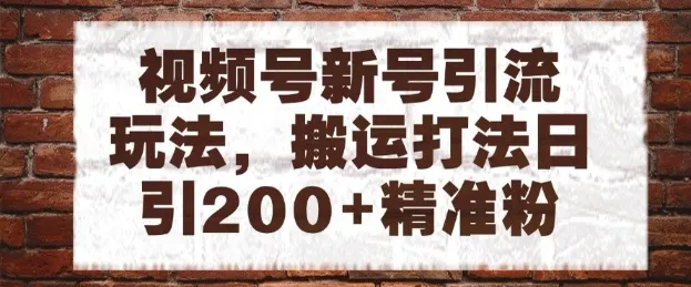 视频号新号引流玩法，搬运打法日引200+精准粉，可矩阵放大【揭秘】-续财库