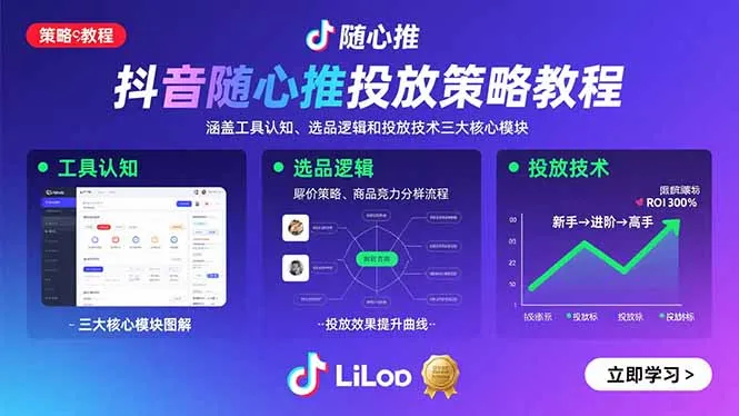 抖音随心推投放策略教程:涵盖工具认知、选品逻辑和投放技术三大核心模块-续财库