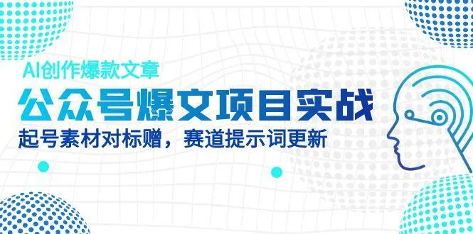 公众号爆文项目实战，AI创作爆款文章，起号素材对标赠(附赛道AI提示词-续财库