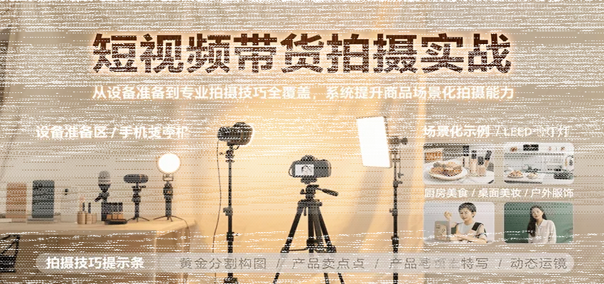 短视频带货拍摄实战，从设备准备到专业拍摄技巧全覆盖，系统提升商品场景化拍摄能力-续财库