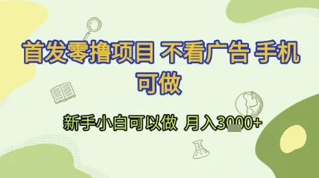 首发零撸项目 不看广告 手机可做 新手小白可以做 月入3k+【揭秘】-续财库