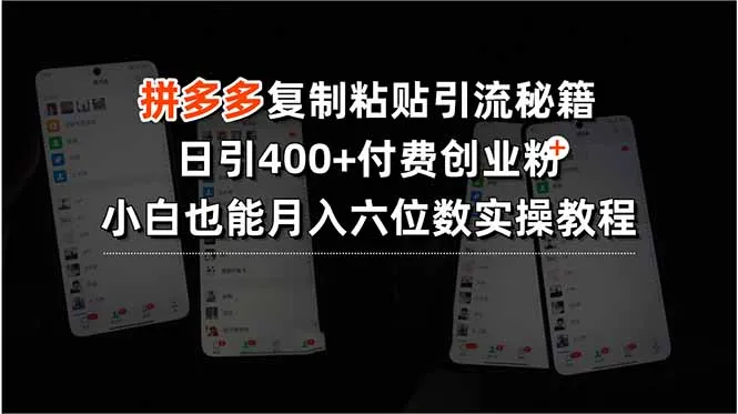 拼多多复制粘贴引流秘籍，日引400+付费创业粉，小白也能月入六位数实操...-续财库