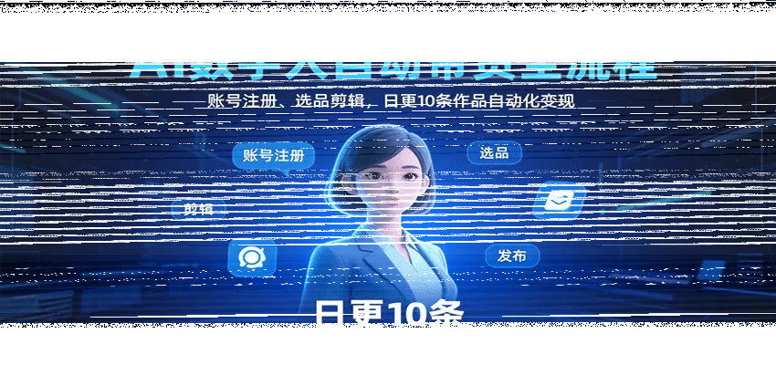 AI数字人自动带货全流程：账号注册、选品剪辑，日更10条作品自动化变现-续财库
