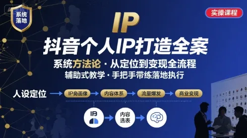 抖音个人IP系统落地实操大课，实操课程，辅助落地-续财库