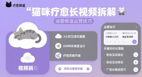 猫咪疗愈长视频拆解 &油管频道运营技巧-续财库