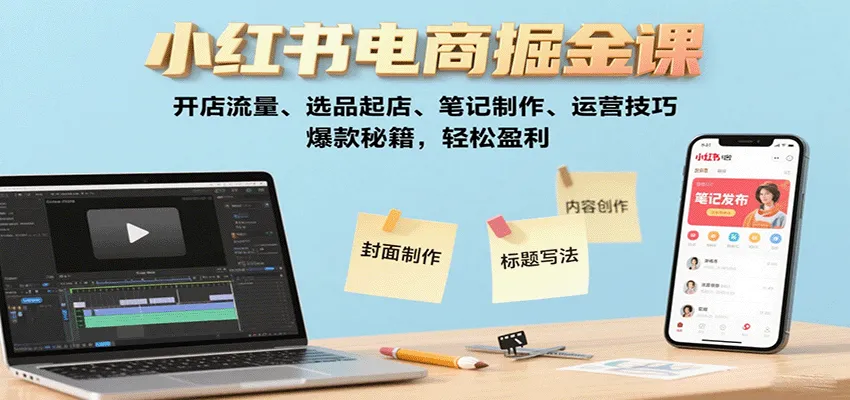 小红书电商掘金课：开店流量、选品起店、笔记制作、运营技巧，爆款秘籍，轻松盈利-续财库