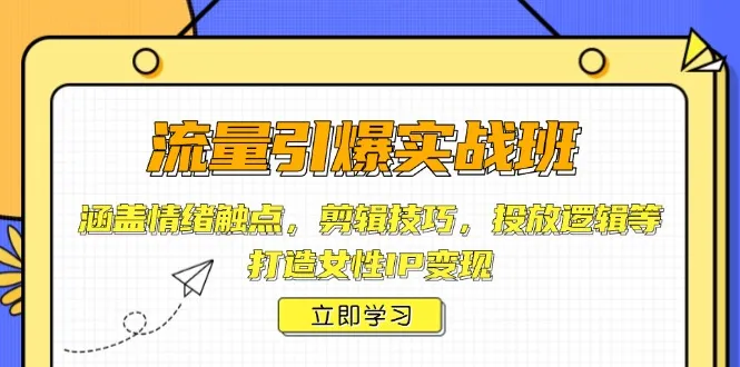 流量引爆实战班，涵盖情绪触点，剪辑技巧，投放逻辑等，打造女性IP变现-续财库
