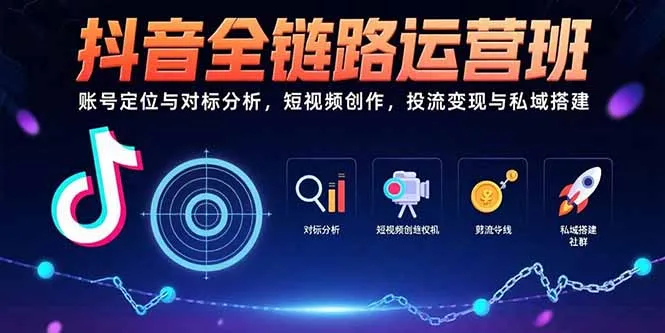 抖音全链路运营班:账号定位与对标分析,短视频创作,投流变现与私域搭建-续财库