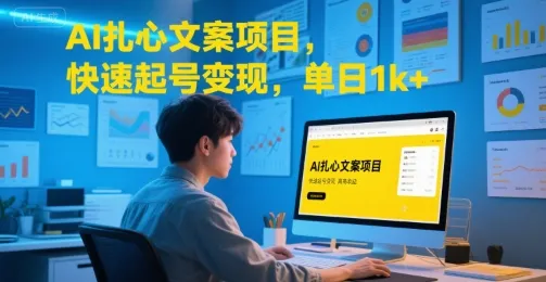 AI扎心文案项目，快速起号变现，单日1k+-续财库