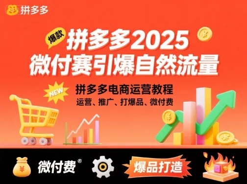 拼多多2025微付赛引爆自然流量，拼多多电商运营教程，运营、推广、打爆品、微付费-续财库