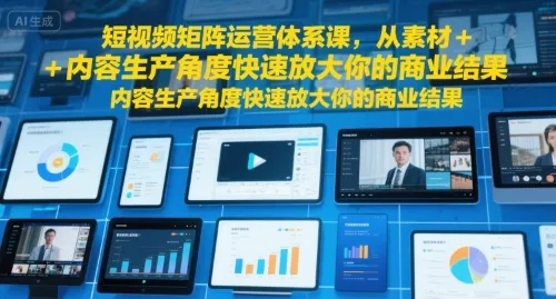 短视频矩阵运营体系课，从素材+内容生产角度快速放大你的商业结果-续财库