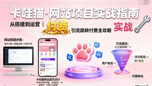 卡哇猫·网站项目,网站搭建与运营以及引流跳转付费-续财库