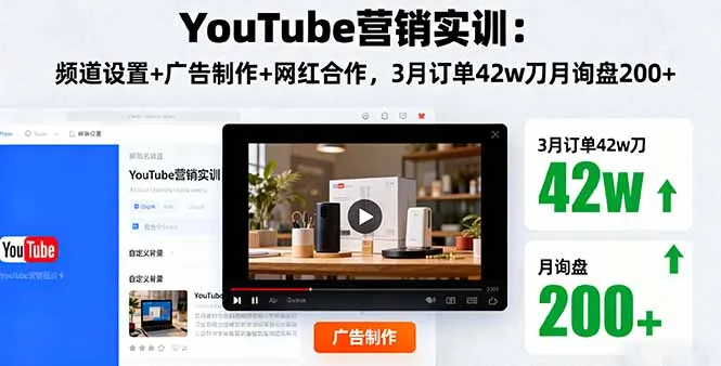 YouTube营销实训:频道设置+广告制作+网红合作,3月订单42w刀月询盘200+-续财库