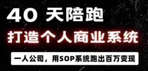 40天陪跑打造个人商业系统,一人公司,用SOP系统跑出百W变现-续财库