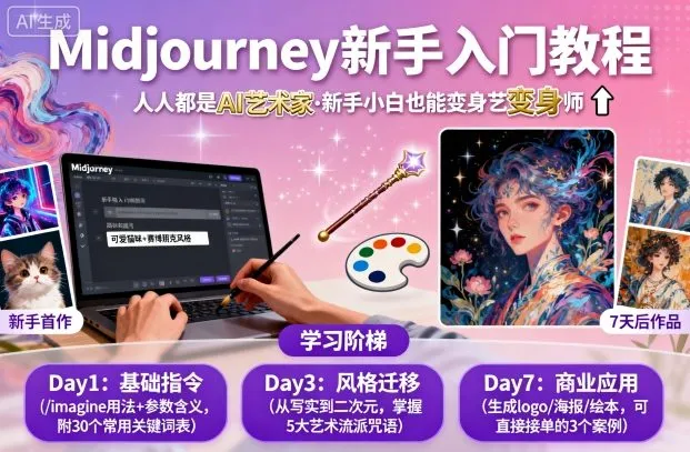 midjourney新手入门教程：人人都是AI艺术家，新手小白也能变身艺术大师-续财库