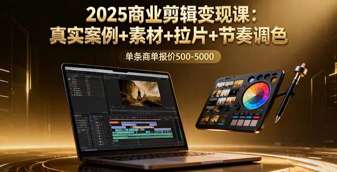 2025商业剪辑变现课：真实案例+素材+拉片+节奏调色，单条商单报价500-5000-续财库