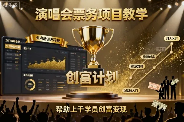 演唱会票务项目教学，业内培训天花板，帮助上千学员创富变现-续财库