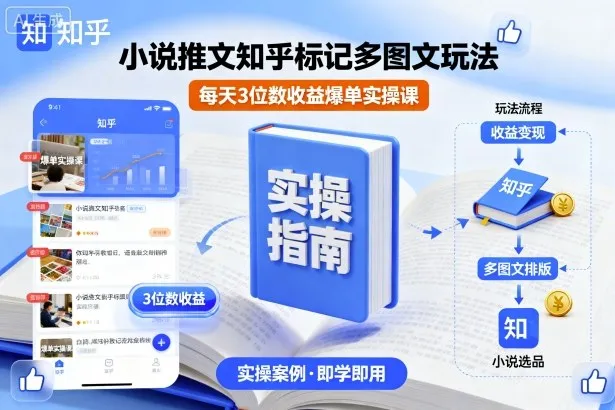 小说推文知乎标记多图文玩法，每天3位数收益爆单实操课-续财库