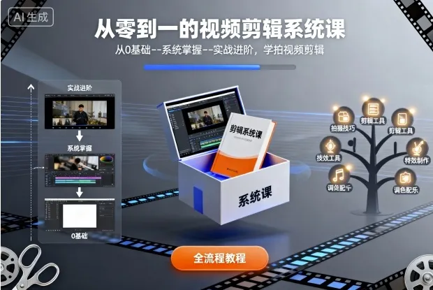 从零到一的视频剪辑系统课,从0基础--系统掌握--实战进阶,学拍视频剪辑-续财库