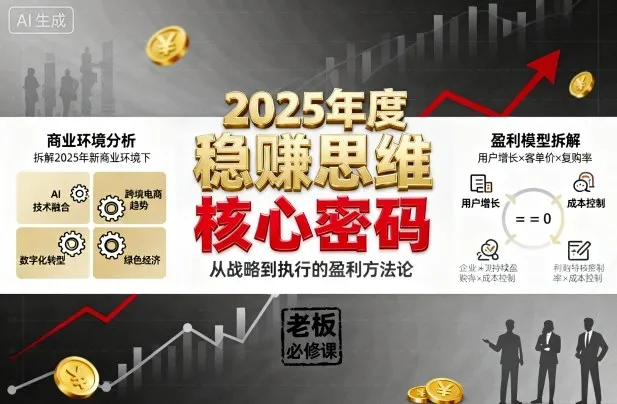 2025年度稳賺思维老板创业营，拆解2025年新商业环境下，企业实现持续盈利的核心密码-续财库