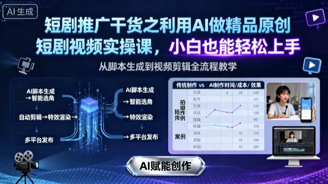 短剧推广干货之利用AI做精品原创短剧视频实操课，小白也能轻松上手-续财库