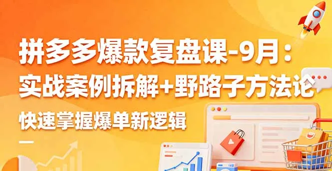 拼多多爆款复盘课-9月:实战案例拆解+野路子方法论,快速掌握爆单新逻辑-续财库