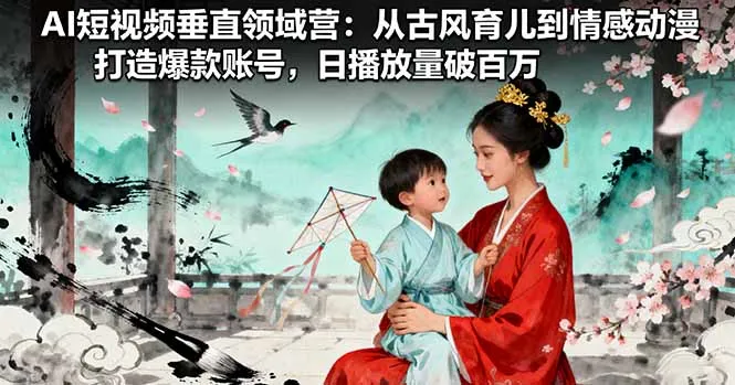 AI短视频垂直领域营：从古风育儿到情感动漫，打造爆款账号,日播放量破百万-续财库