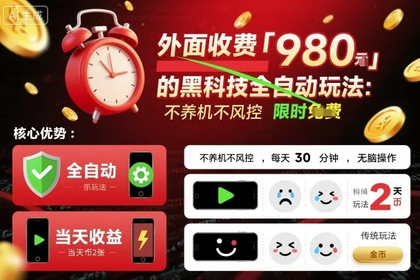 外面收费980的黑科技全自动玩法,不养机不风控,每天30分钟,无脑操作,当天收益2张【揭秘】-续财库