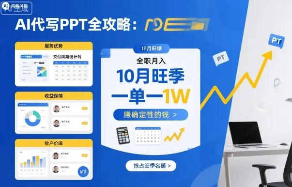 AI代写PPT全攻略，10月旺季，一单一结，全职月入1W，賺确定性的钱-续财库