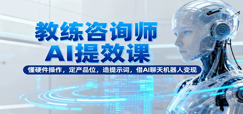 教练咨询师AI提效课：懂硬件操作，定产品位，造提示词，借AI聊天机器人变现-续财库
