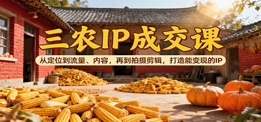 三农IP成交课：从定位到流量、内容，再到拍摄剪辑，打造能变现的IP-续财库