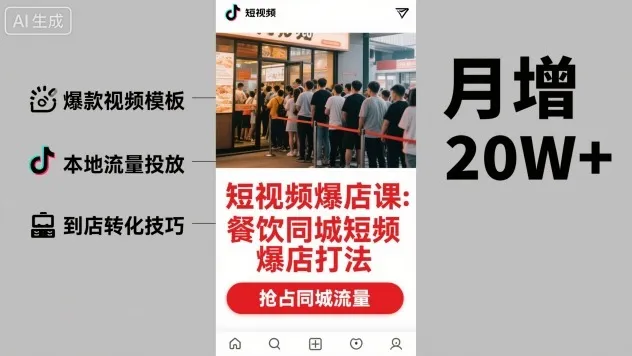 短视频爆店课,餐饮同城短视频爆店打法-续财库